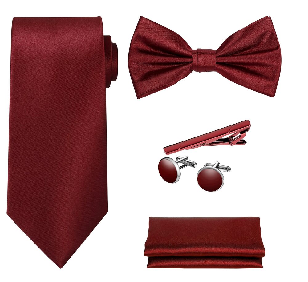 3934 TIE G 5pcs Tie Set in Premium Gift Box : Solid Color Necktie, Satin